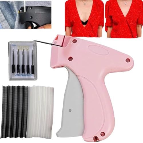 Speedy Clothing Fixer, Clothing Retainer, Mini Version of Clothing Sewing Tools, Garment Hemming Gun, Garment Micro Sewing Tools, Micro Quick Fix Garment Sewing Machine (Pink)