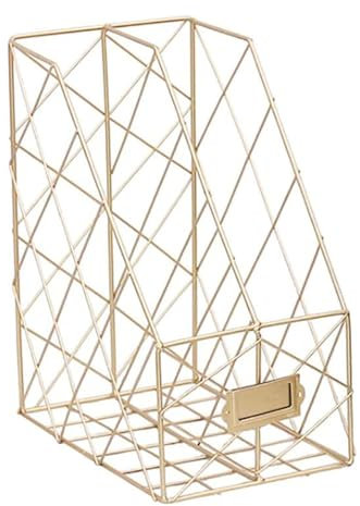 DSDGVDFBV 2-Fach Metall Stehsammler, Umweltschutz Briefablage Dokumentenablage Desktop Zeitschriftensammler Büro Organizer Platzsparendes Für Bücher Dokumente,Gold