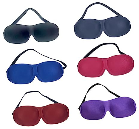 MERRYHAPY 6pièces Masque De Sommeil Sans Nez De Cache-yeux Stéréo Pour Voyage Et Maison Noir Bleu Cyan Rosé