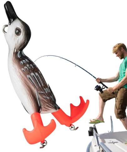 Entenköder mit weichem Körper, Entenköder zum - Weiche schwimmende Enten-Schwimmköder mit Doppelpropeller | Ploppende und spritzende Füße, realistischer Schwimmköder für Barsche, Forellen, Schw