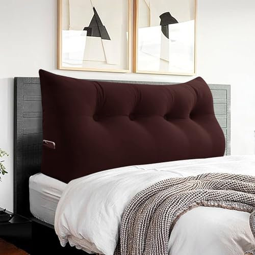 BNCKTRD Kopfende Großes Rückenkissen Bequemes Lesekissen und Rückenteil im Bett Rückenlehne Kopfkissen Langes XXL Kissen für Sofa, Couch, Wandkissen Polster Samt Schokobraun 140cm
