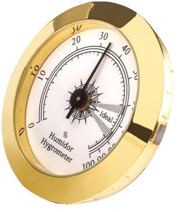 Igrometro analogico in ottone,Humidor igrometro analogico in vetro rotondo dorato - Igrometro tondo per sigari Humidor Igrometro tondo meccanico Misuratore di umidità per lattine da armadio