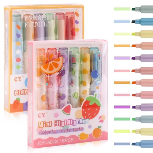 Textmarker Pastell, Highlighter Pen, Marker Stifte Assorted Farben, Textmarker Set für Schulen Büros Studenten Lehrer, Hervorheben von Tagebuch oder Notizbuch (Stil B)