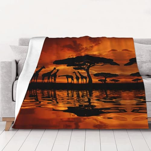 CZDBNLHF Decke mit Afrika-Giraffen-Motiv, warm und langlebig, ideal für Bett, Sofa, Camping und Reisen