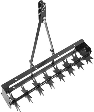 Futchoy 80cm Tow Behind Lawn Aerator for Tractor, Aerating Tool with 8 Spikes 45KG Load Lawn Aerator Soil Penetrator Scarifier for Lawn and Farm Black
