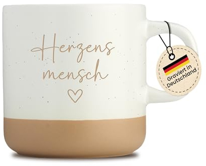 LIEBTASTISCH - Gravur Tasse - Herzensmensch - 360 ml - Spülmaschinenfest - Kaffeetasse - Geschenk für Freundin, Frau, Familie - für wichtige Menschen