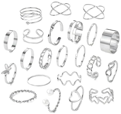ELYIQI 22 Stück Ringe Silber, Ring Set Silber, Schicke Silber Ringe für Frauen, Ideal für Partys und Geschenke