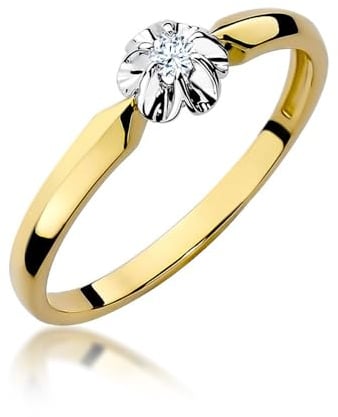 MARKO Feiner Damenring aus 333 Gold mit Blumen-Dekor & Stein – Echtgold Vorsteckring/Verlobungsring