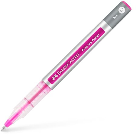 Faber-Castell - Tintenroller Free Ink Pink 0,4 mm | Rollerball mit dokumentenechter Tinte und Free Ink System für Schule, Büro und Notizen