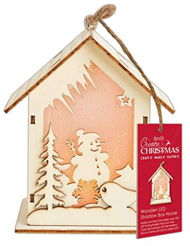 Create Christmas Wooden LED Shadow Box House, Snowman, Seasonal Craft Accessories, Decorative, Home, Cool Light, Room Decor, Hanging Ornaments