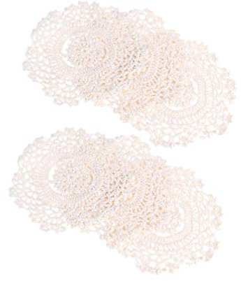 HEMOTON 6 Pezzi di sottobicchieri di Pizzo all'Uncinetto sottobicchieri di Cotone Fatti a Mano tappetini per Tazze Fatti a Mano tovagliette vuote tovagliette per la casa Ristorante Bar caffè (14 cm)
