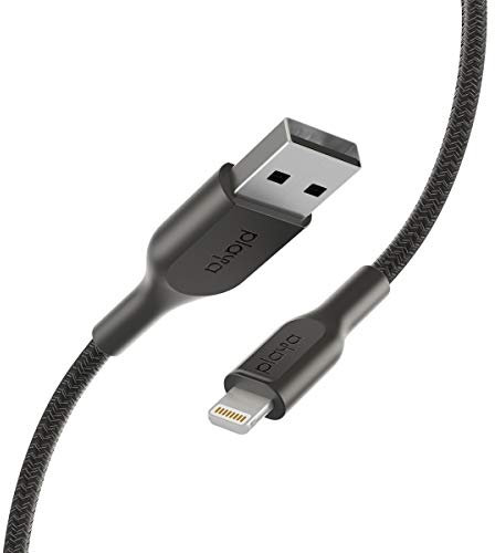 PLAYA Lightning Cable (Braided Lightning to USB Cable compatible with iPhone, iPad, AirPods) MFi-Certified Charging Cable, Braided Lightning Cable Black 2 m