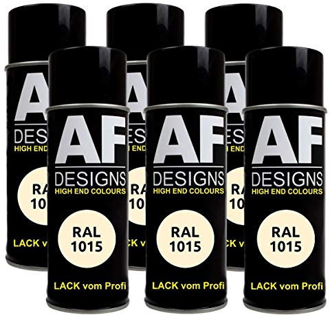 Alex Flittner Designs 6x RAL Lackspray Autolack Buntlack Spraydose RAL1015 HELLELFENBEIN glänzend