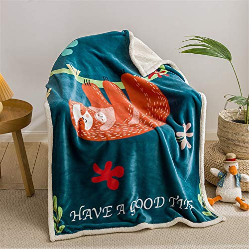 Fansu Doppelte Verdickung Babydecke/Kinderdecke Babys Flanell Kuschlige Sehr Weiche Decke für Babybett/Kinderwagen Neugeborenes Geschenk (100x140cm,Faultier)