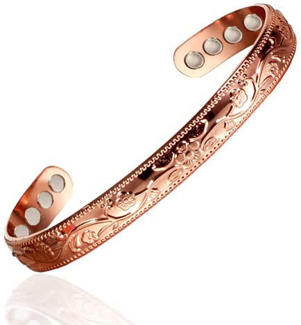 Jewelry Armreif gegen Arthritis, Rheuma, Blume, Armreif, für Damen und Herren, Gesundheit, Kupferarmband, Magnetarmband für Blutdruck oder Ihre alte Frau, alte Mutter, alte Mann