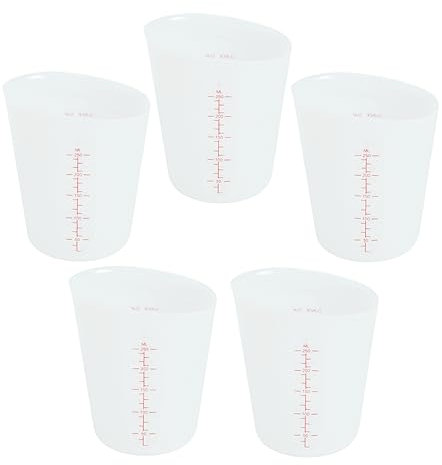 Inzopo 5 Vasos Medidores de Silicona de 250 ml, Recipiente Medidor de Liquidos, Copa Medidora