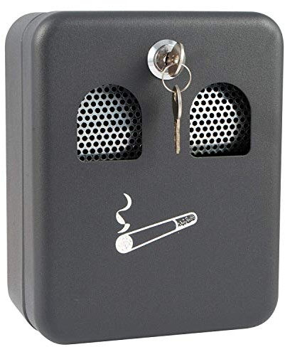 Thrink Wall Mounted Cigarette Ashtray Ash Bin | Solid Steel Construction | Removable Box And Secure Lock With 2 Keys | Scratch And Weather Resistant | SIZE - L160mm x W90mm x H200mm