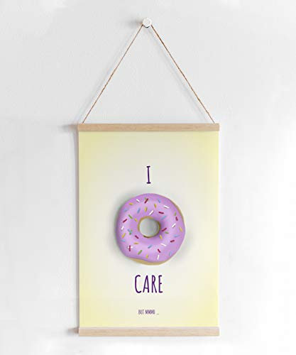 kartenkuss.de Skandi-Poster mit Posterleiste, rosa Donut Motiv munk, Poster und Posterschiene aus Holz für Esszimmer und Küche (Leinenoptik 200g/m², DIN A2)