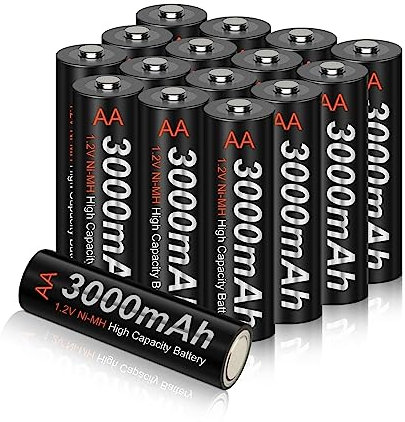 CITYORK Pile Ricaricabili AA, Batteria Ricaricabile AA 3000mAh, Ni-MH 1200 Tempi di Ricarica, Prestazioni ad Alta Capacità, Confezione da 16 con 4 Custodie per Batterie