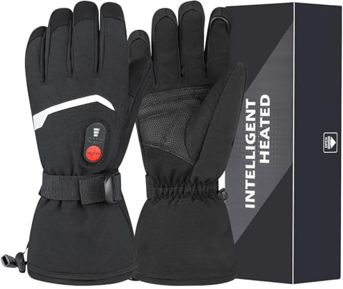 Sun Will Beheizbare Handschuhe – Elektrische Winterhandschuhe für Damen & Herren, Wasserdicht mit Touchscreen, wiederaufladbar, Motorrad-, Ski-, Jagd- & Outdoor (Black-01, 3XL)