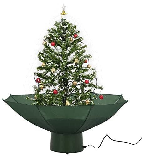 (Schneller Versand) Weihnachtsbaum künstlich Weihnachtsdeko Weihnachtsschmuck Schneiender Weihnachtsbaum mit Schirmfuß Grün 75 cm