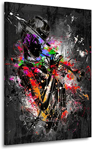 Kunstgestalten24 Leinwandbild Jazz Trompete Abstrakt Wandbild Kunstdruck Zimmer Dekoration