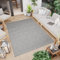 TAPISO Capri Teppich Outdoor Wohnzimmer Terrasse Küche Grau Metallgrau Flachgewebe Modern Geometrisch Karo Gitter Design Sisal Indoor 160 x 230 cm