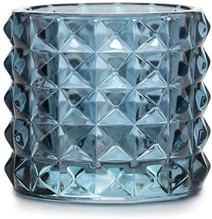 AmeliaHome Bougeoir en Verre Malaga Bleu foncé 9,5 x 8,8 cm
