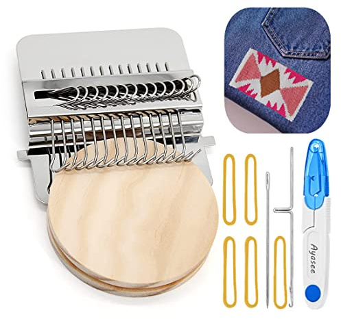 Speedweave Stopfwebstuhl, Ayasee kleines Weben Loom Kit für Anfänger zum Flicken von Jeans, Reparaturlöchern, DIY auf Kleidung Socken (14 Haken)