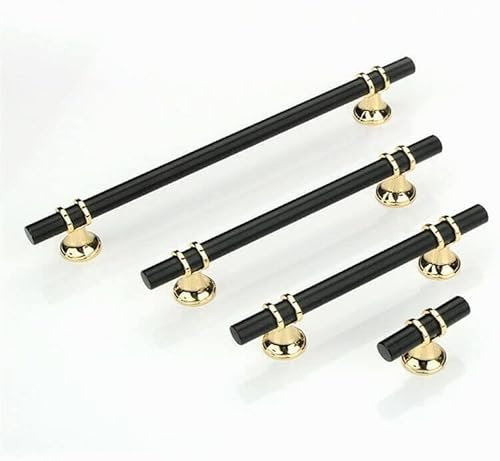 Taps2Traps Gold & Black Kitchen Cabinet Cupboard Door Drawer Bar Handle 50mm - 192mm Hole to Hole (50mm Single Screw)