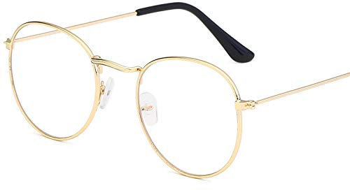 Pmkvgdy Metall Druck Runde Große Rahmen Gläser Unisex Dekorative Schauspiele Leichte Klare Linse Retro Brillen Für Männer Frauen Gold und Schwarz