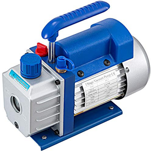 VEVOR Bomba de Vacío, 2,5 CFM Bomba de Vacío para Aire Acondicionado, 1.440 RPM Bomba de Vacío de Etapa Única, Juego de Bomba de Vacío con Capacidad de Aceite 220 ml para Doméstico e Industria, etc.