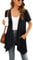 Yommay Strickjacken für Damen Elegant Solide Kurzen Ärmel Strickjacke Casual Sommer Leichter Lockere Cardigan mit Taschen,Schwarz,Groß