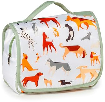 Beauty Maisons de Voyage avec Crochet Suspendu - Chiens - Barks Dog, Design, 25x17x10cm, Trousse de Toilette Souple de Voyage – Fermeture Velcro et Crochet à Suspendre