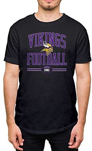 Hybrid Sports NFL Football Arch – Offizielles Lizenzprodukt für Erwachsene, kurzärmeliges Fan-T-Shirt für Männer und Frauen, Minnesota Vikings - Schwarz, L