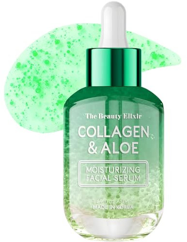 Beauty Elixir Aloe & Collagen Serum für das Gesicht – straffende, feuchtigkeitsspendende und pflegende Anti-Aging-Behandlung für die Haut; saubere und tierversuchsfreie koreanische Hautpflege