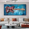MHLCMG Leinwand Malerei Abstrakte Gitarre Bilder Wandkunst Moderne Poster Kunstdruck Bild Wand Wohnzimmer Schlafzimmer Dekor Kein Rahmen (80X120CM)