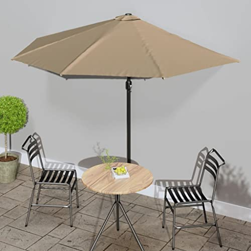 SKM Balkon-Sonnenschirm mit Alu-Mast Taupe 300x155 cm Halbrund, Weight: 4.3 kg, 44594