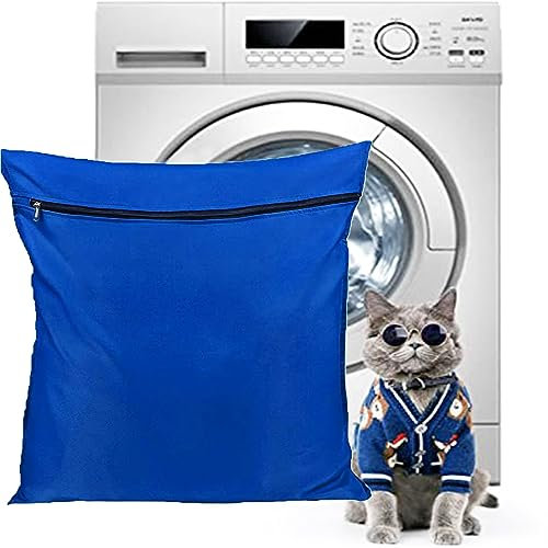 Fayemint Petwear Wäschebeutel, Wäschesack für Haustiere, Waschbeutel mit Reißverschluss, Haustier-Wäschesack für Hunde, Katzen, Haustier-Bettwäsche, Decken (Blau)