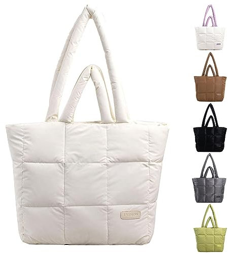 GSenhui Puffer Bag Damen,Einfarbig Puffer Tote Bag,Gesteppte Tasche Groß Stepptasche Umhängetasche Leicht Hobo Bag Handtasche Damen Groß Shopper Tragetasche Frauen