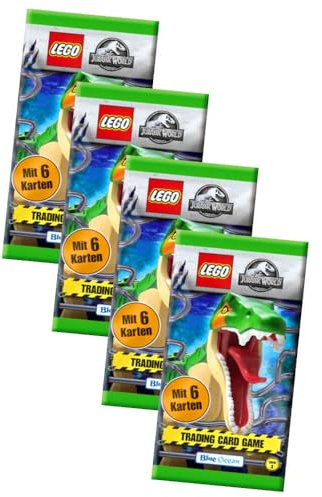 Lego Jurassic World 3 Karten - Sammelkarten Trading Cards (2023) - 4 Booster Sammelkarten