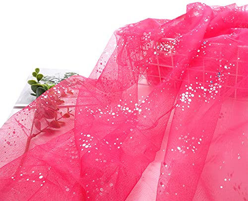 SYSUII 160cm * 3m Chiffon Glitzer Tüll Dekostoff mit kleine Pailletten Dekostoff Kostümstoff zum Nähen Durchsichtig Stoff Tüll Pailletten-Stoff für DIY Hochzeit Kleid Dekoration Tischedeko-Rose