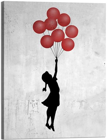 Kunstbruder Wandbilder Banksy berühmte Motive - Komplett Aufhängefertig, Street graffiti art, moderne Leinwand Mood bilder (ballogirlred, 30x40 cm)