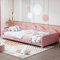 NNJN Letto per bambini imbottito 90 x 200 cm, divano multifunzionale con schienale e braccioli, struttura in peluche morbido, per giovani e ospiti (rosa)