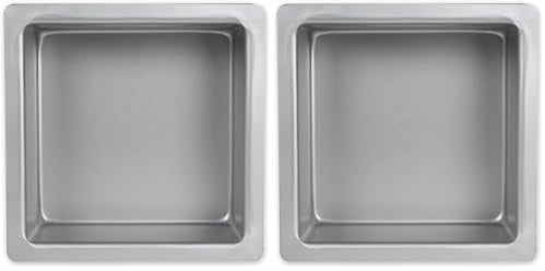 PME SQR083 Anodised Aluminium Square Cake Pan 8 x 8 x 3-Inch Deep, Silver (Pack of 2)