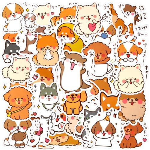 50pcs Cute Dog Stickers - Puppy, Kawaii, Waterproof Vinyl Cartoon Animal Stickers for Decoration