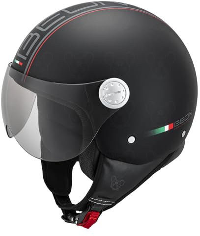 BEON Design – Jethelm mit Visier – Geeignet als Scooter-Moped-Motormoped-Helm – Retro-Helm Scooter für Erwachsene – Inkl. Helmtasche