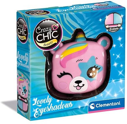 Clementoni Crazy Chic – Lovely Eyeshadows Bär, Schminke für Kinder ab 6 Jahren, tragbare Kosmetiktasche mit wasserabwaschbaren Lidschatten und Applikator, Sammlergeschenk, 18820