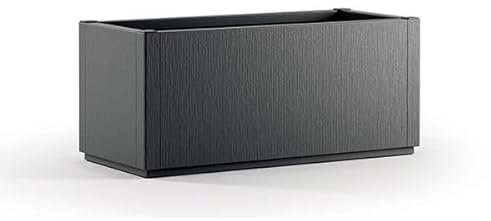 Tomaino - Vaso Rettangolare in Plastica per Esterno 80x36x35 cm - Fioriera Plastica per Piante Terrazzo e Giardino - Vaso Rettangolare da Esterno Nero