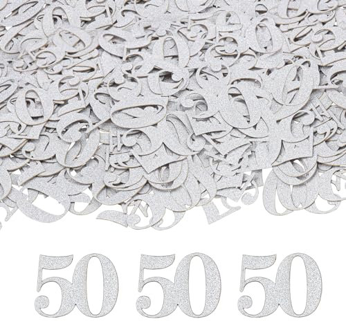 GoldRock Glitzer Konfetti 50. Geburtstag Deko Groß 3,4x2,6cm, Streudeko für Mann und Frau, Tischdeko, Goldene Hochzeit